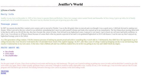 About Jeniffer's Personal Statistics