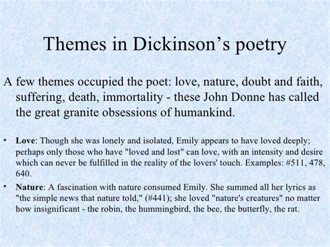 Love, Loss, and Longing: Exploring the Themes and Motifs in Emily Dickinson's Poetry