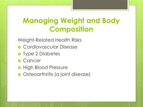 Managing Weight and Improving Body Composition