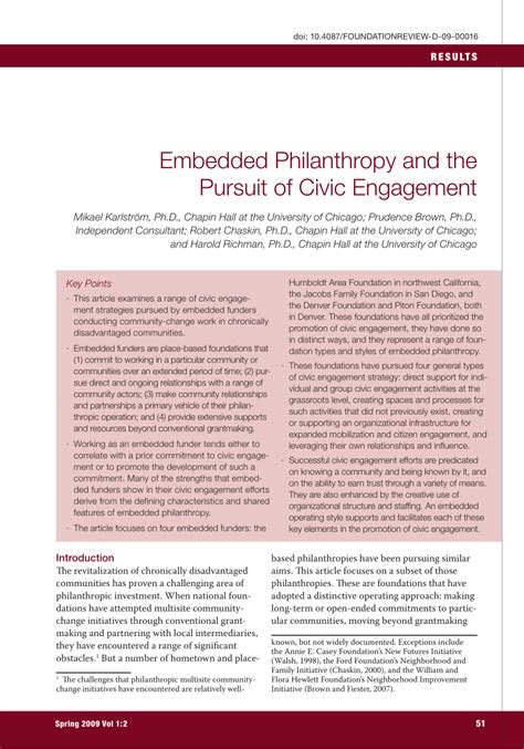 Philanthropic Pursuits and Engagements